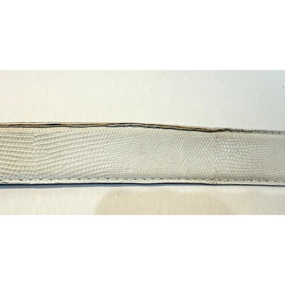 L.E.N Lifestyle White Genuine LIZARD Leather Sz 45 BELT Handcrafted USA Italy